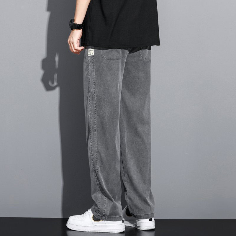 Soft Lyocell Straight Drawstring Pants