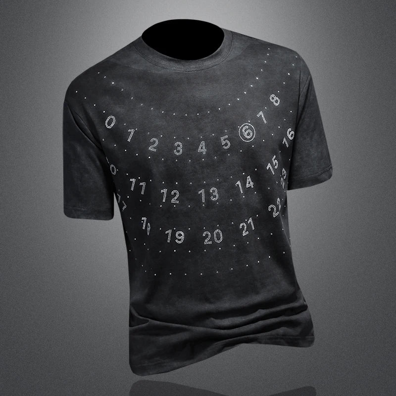 Numerical Printed O-Neck T-Shirt