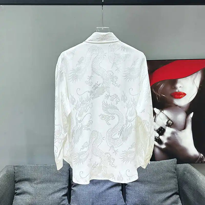 Chinese Style Dragon Pattern Loose Shirt