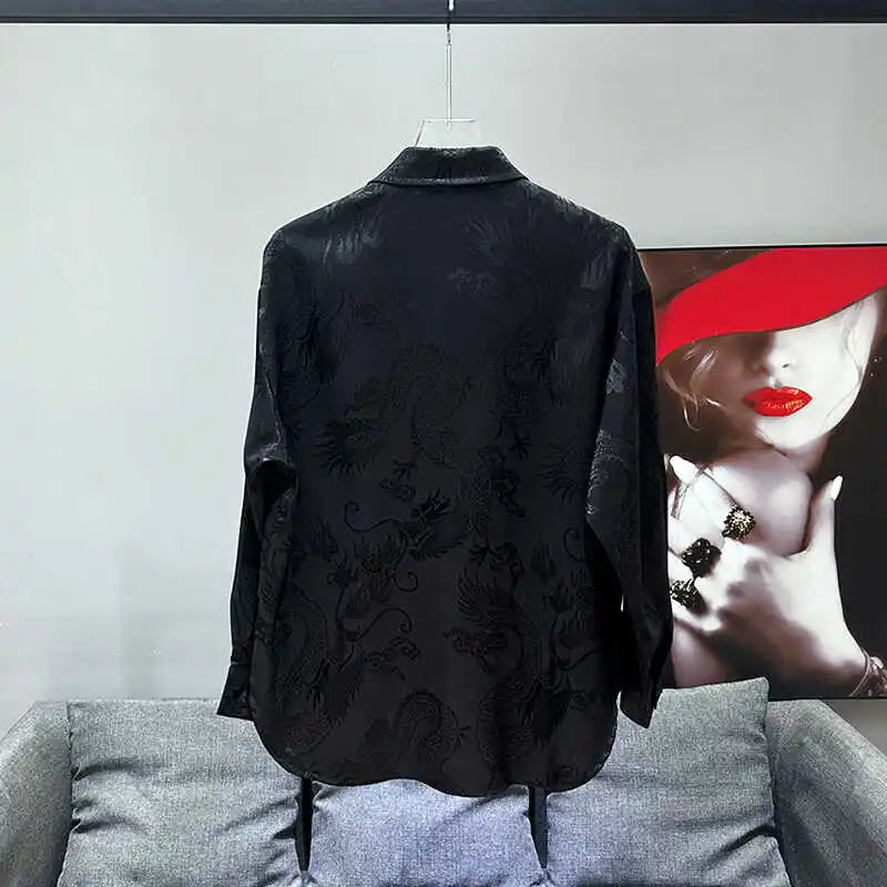 Chinese Style Dragon Pattern Loose Shirt