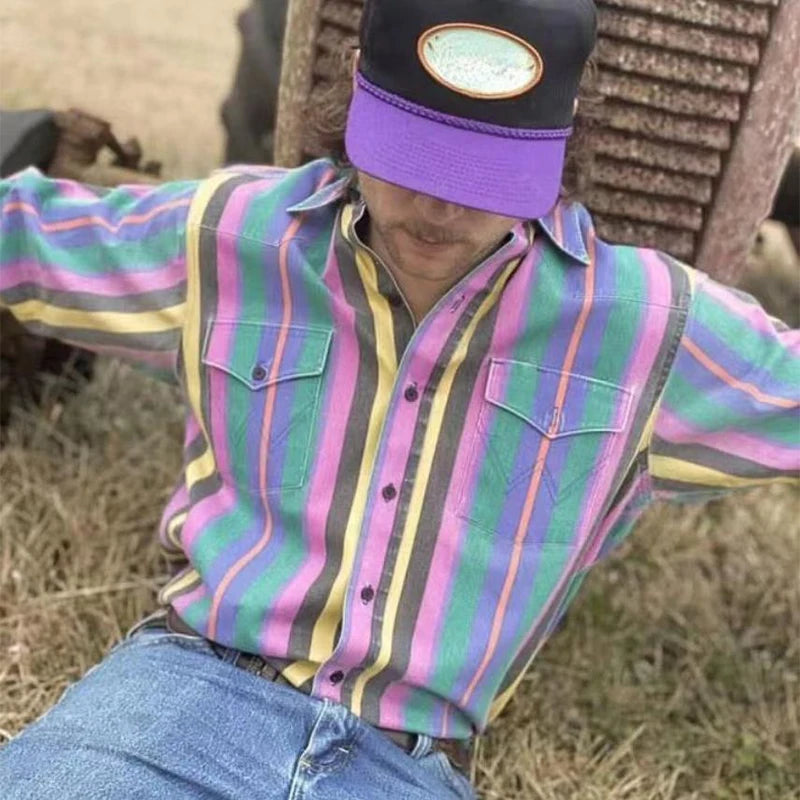 Vintage Contrast Striped Shirt