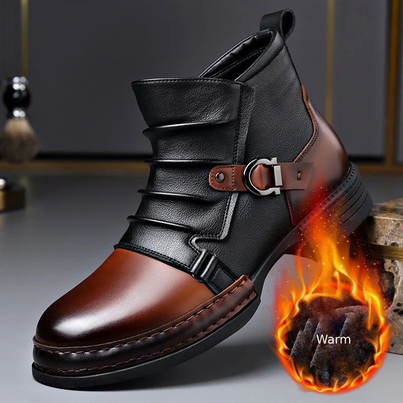 Retro Zipper Motorcycle Men's Boots