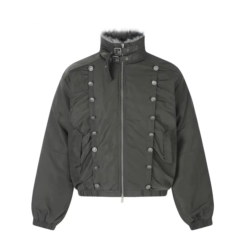 Retro Stand Collar Multi Button Jacket