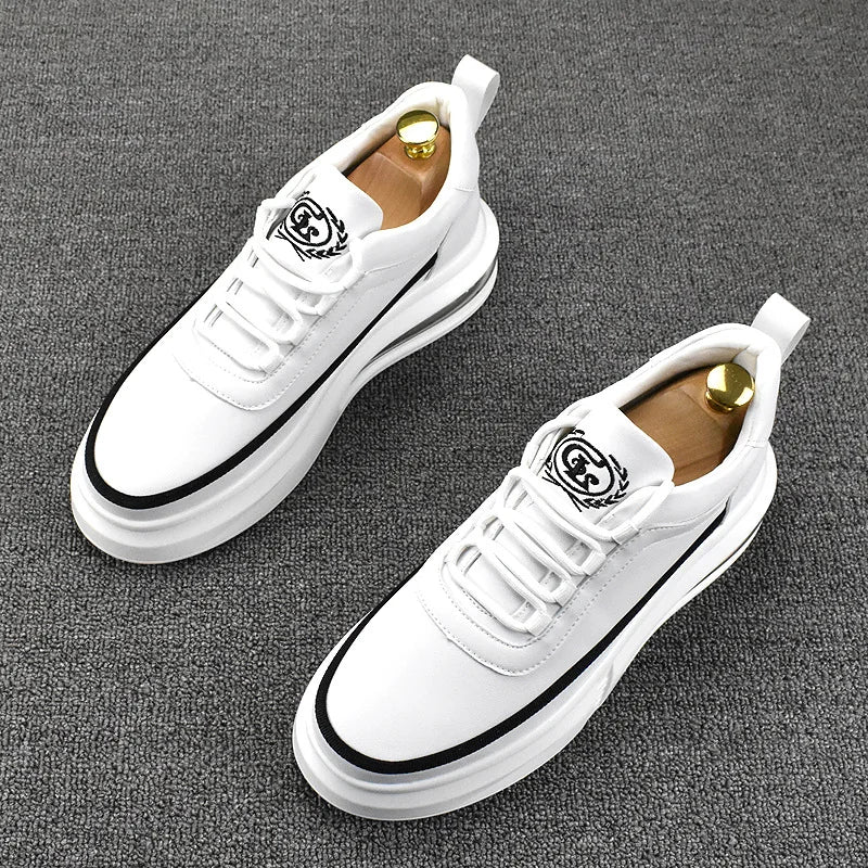 White Line Color Genuine Leather Sneakers