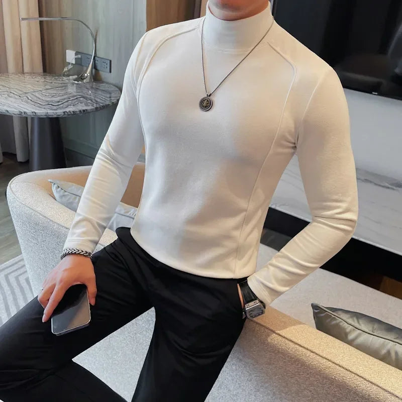 Solid Color Long Sleeve Slim Fit T-Shirt