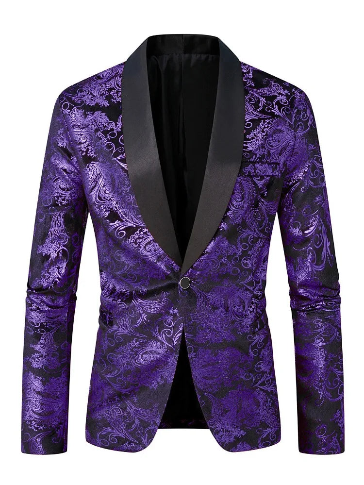 Luxury Jacquard Pattern Polyester Blazer