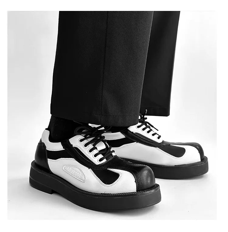 Business Formal White Black Leather Shoes