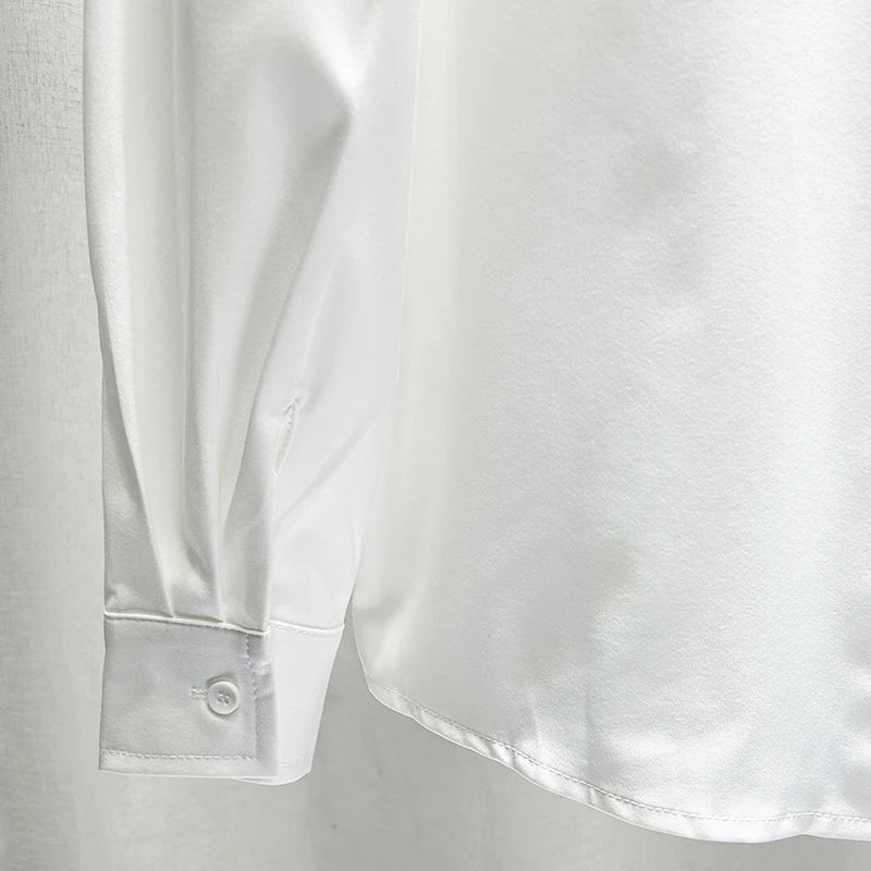 Solid Chain O-Rivet Decor Cotton Shirt