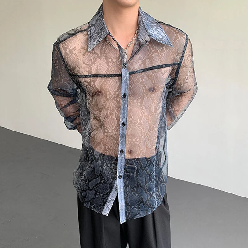 See-Through Snakeskin Single Breasted Shirt