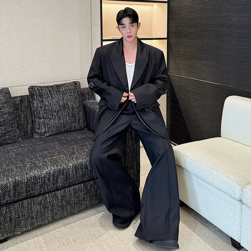 Solid Elbow Belt Detachable Loose Men's Suit