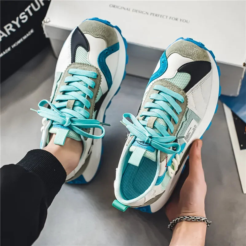 Color Patchwork Geometric Thick Sneakers