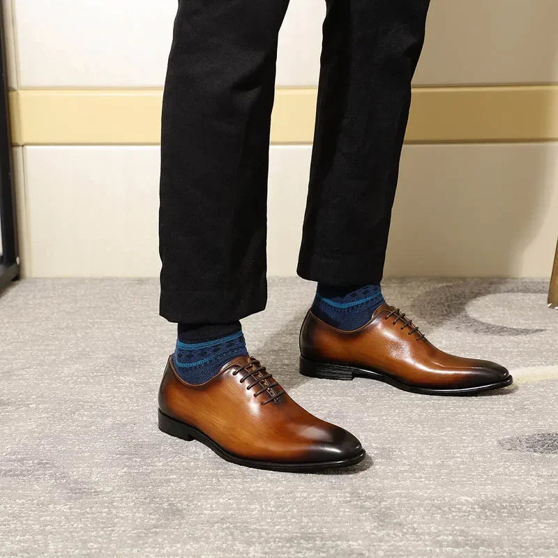 Smooth Wood Leather Men's Shoes