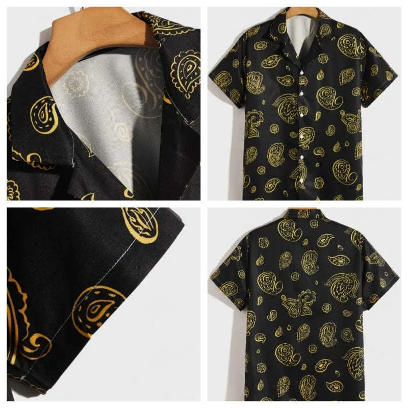 Black Geometric Paisley Pattern Shirt