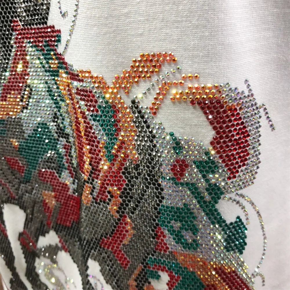 Colour Rhinestone Horse Design T-Shirt