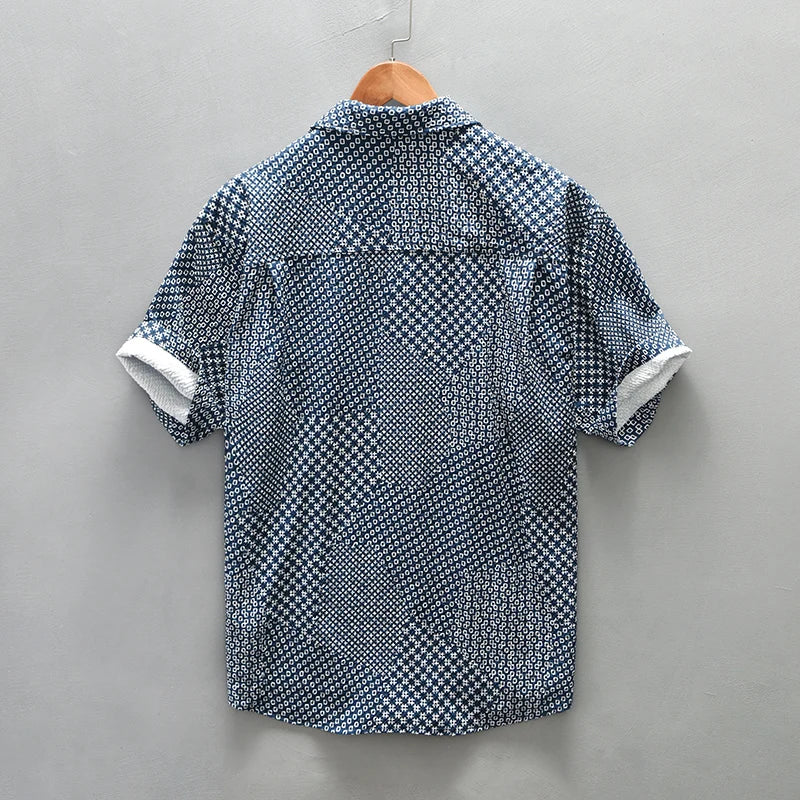 Plaid Patchwork Short Sleeve Shirt