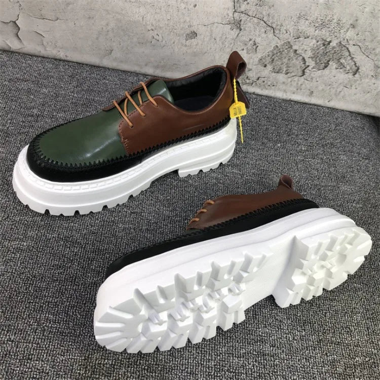 Mixed Colors Split Leather Men's Shoes