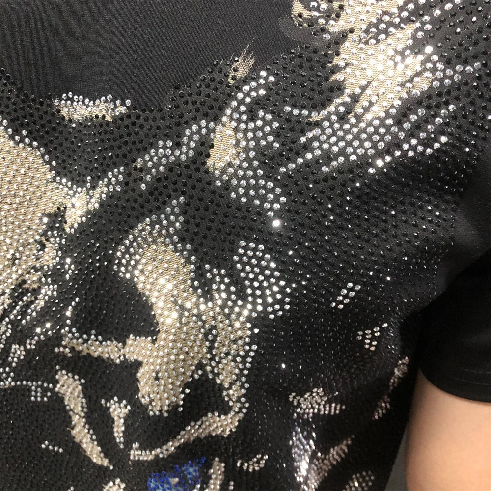 Animal Rhinestone Short Sleeved T-Shirt