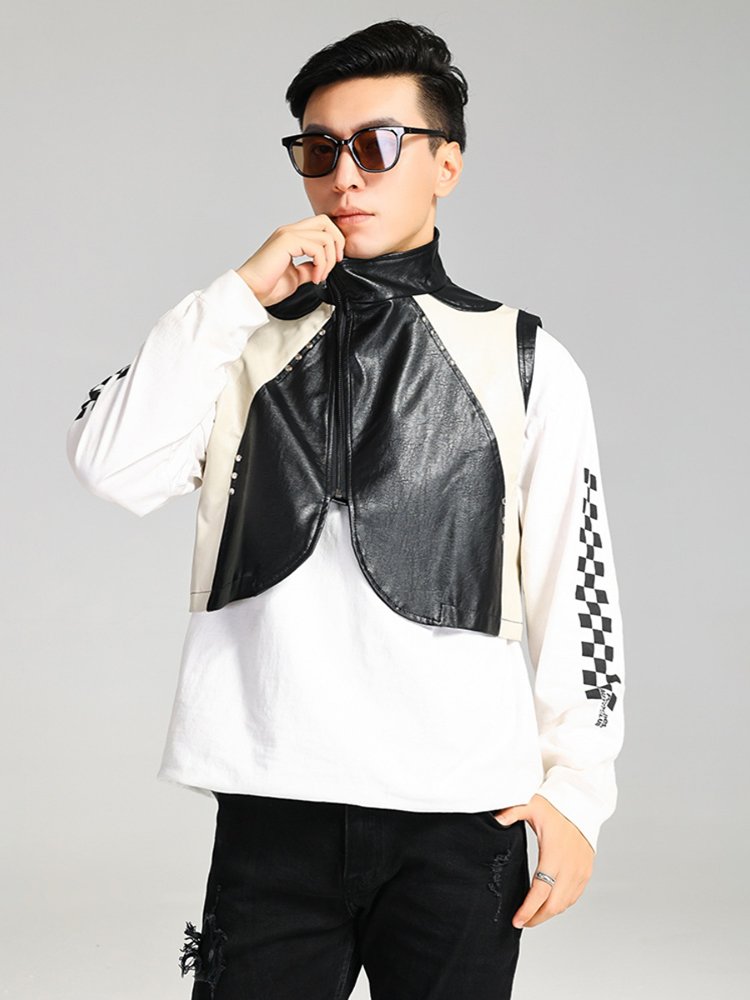 Black Soft Pu Leather Vest