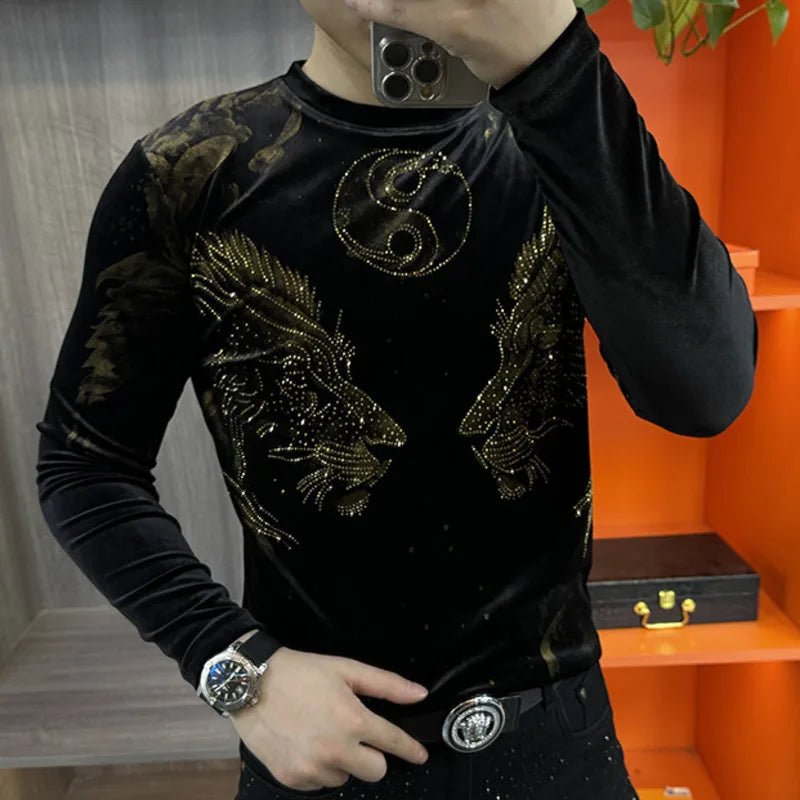 Fashion Animal Rhinestone Printed T-Shirt