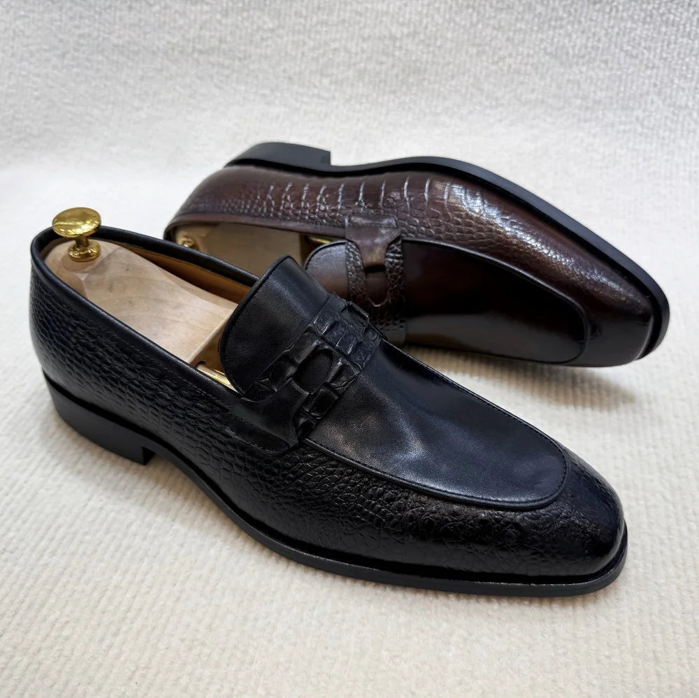 Elegant Croc-Embossed Slip-On Loafers