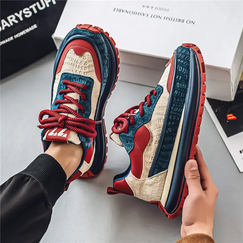 Letter Pattern Thick Bottom Men's Sneakers