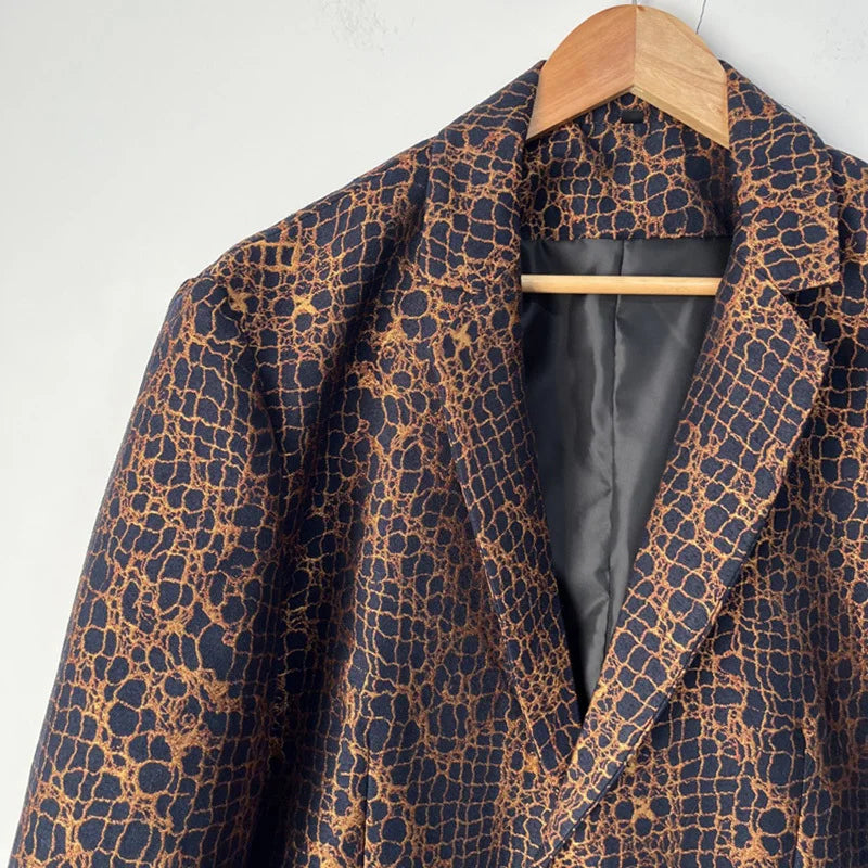 Brown Black Single Breasted Blazer