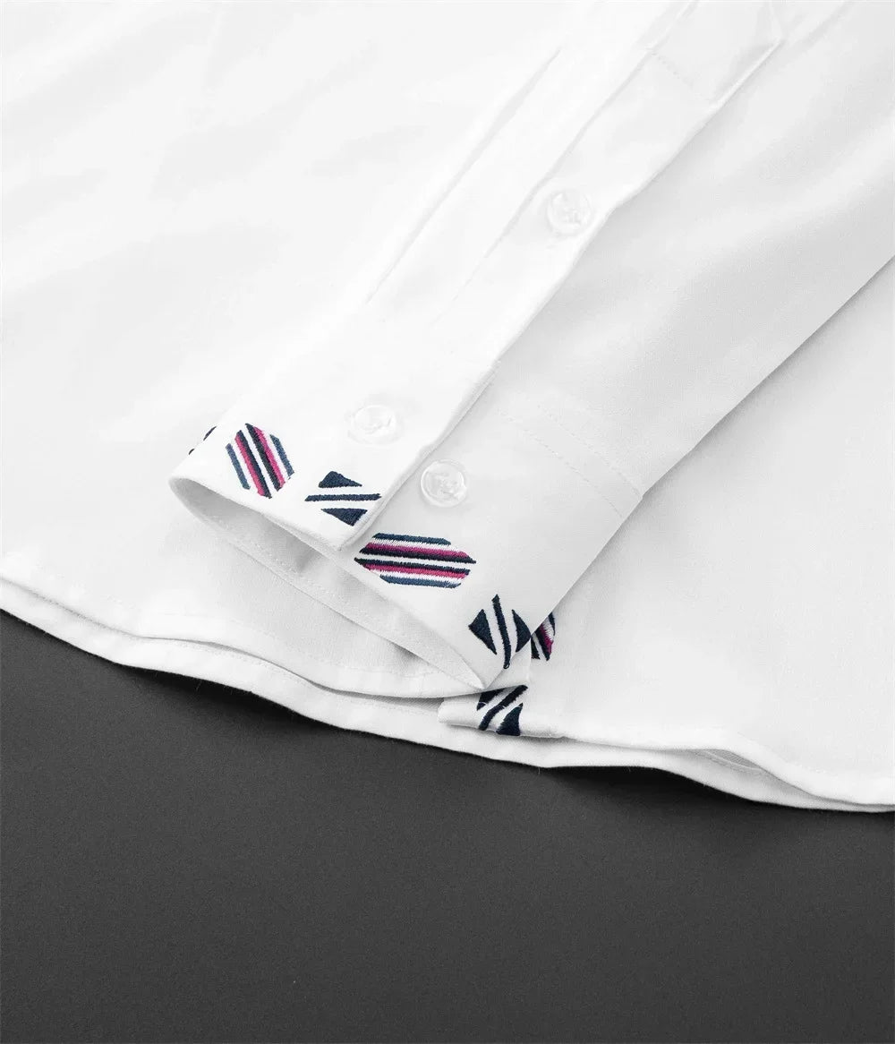 Casual Simple Embroidery Solid Shirt