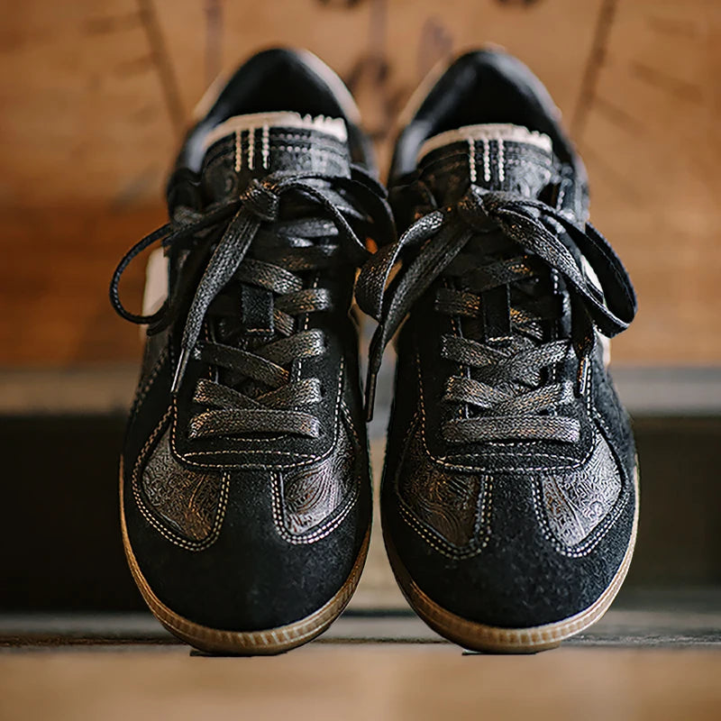 Geometric Black Casual Synthetic Sneakers