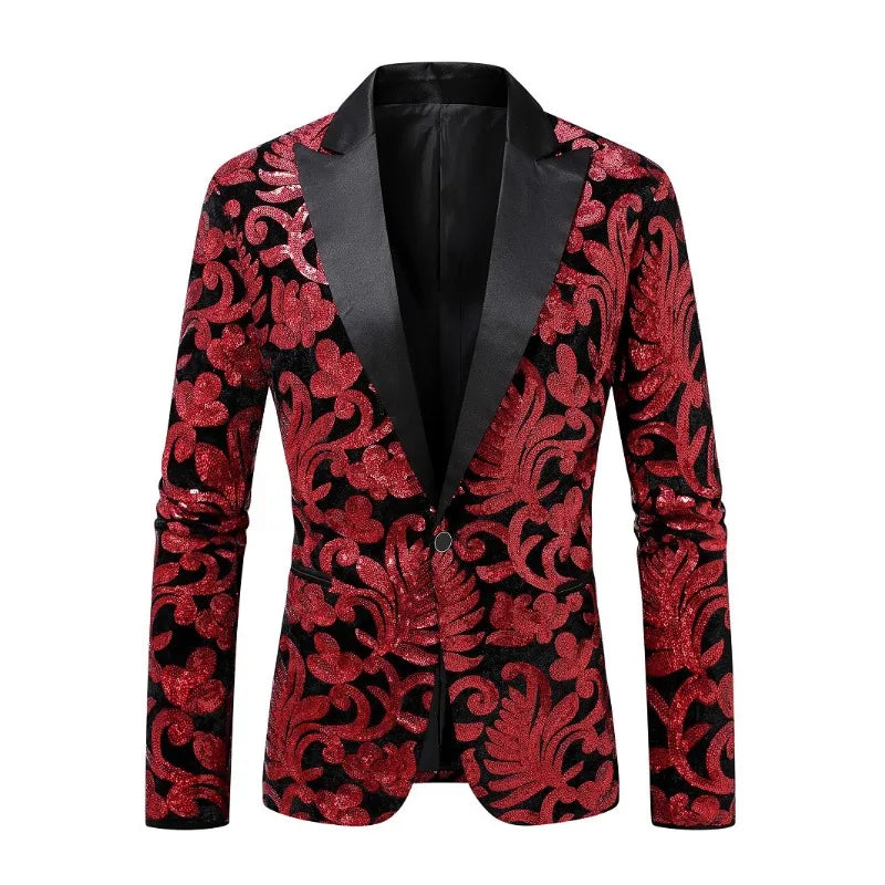 Red-Black Luxury Shimmer Blazer