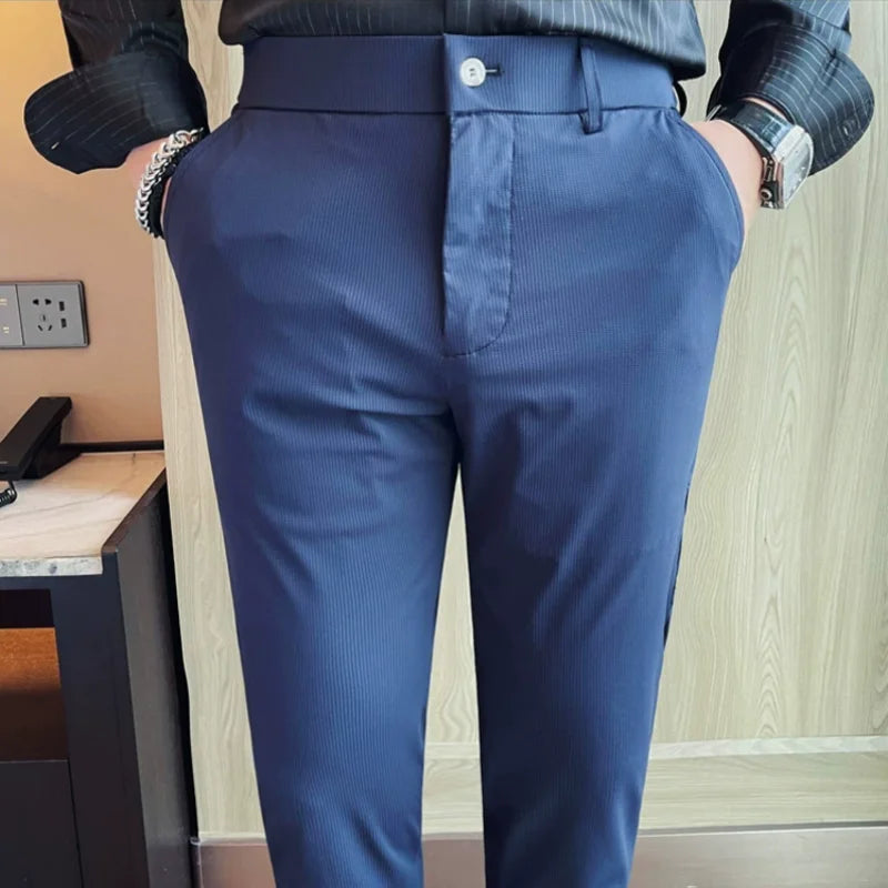 High-Elasticity Ice Silk Solid Trousers