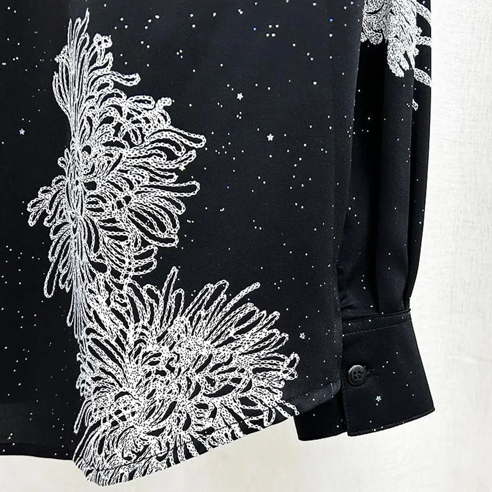Solid Floral Sequin Starry Sky Shirt