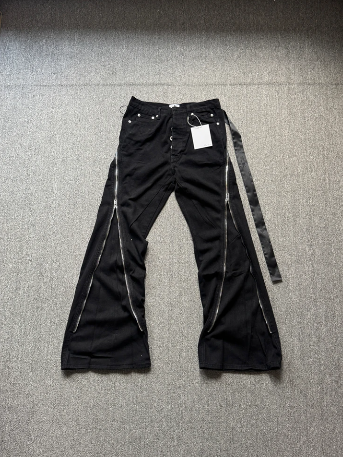 High Street Style Zipper Flare Jeans