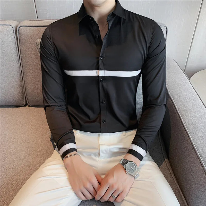Solid Casual Single Line Slim Fit Shirt