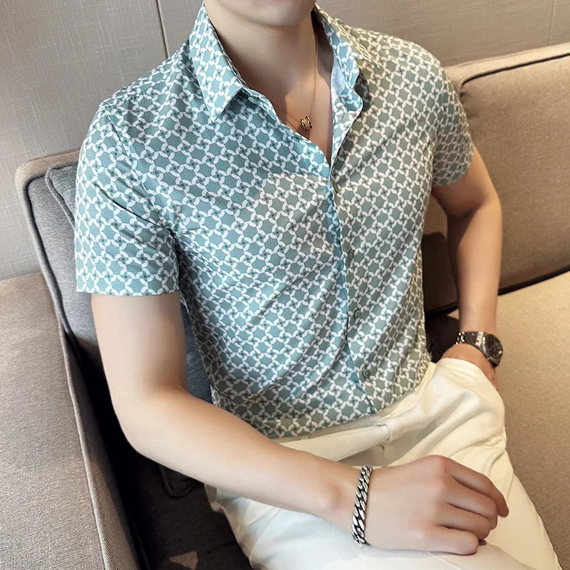 Geometric Print Short-Sleeved Shirt