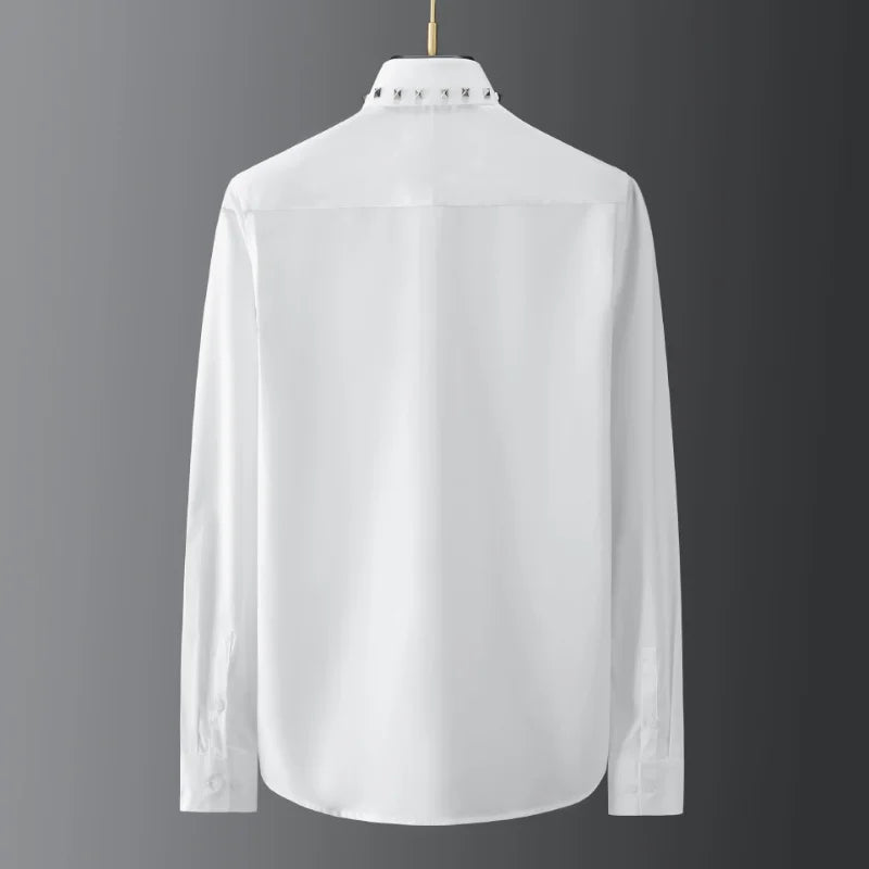 Solid Diamond Rivet Collar Shirt