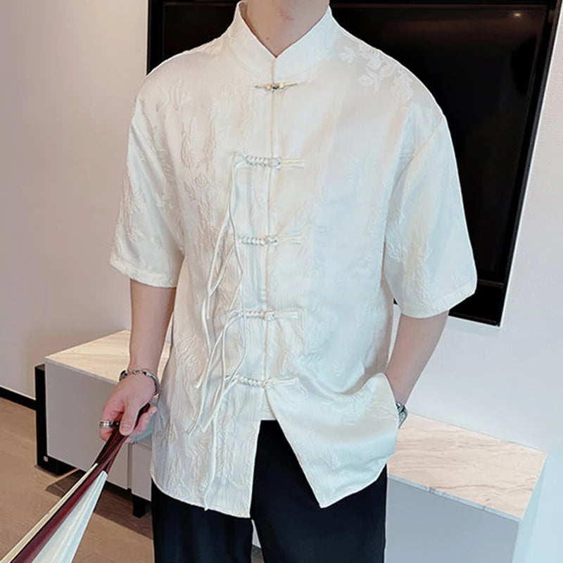 Jacquard Chinese Style Cotton Shirt