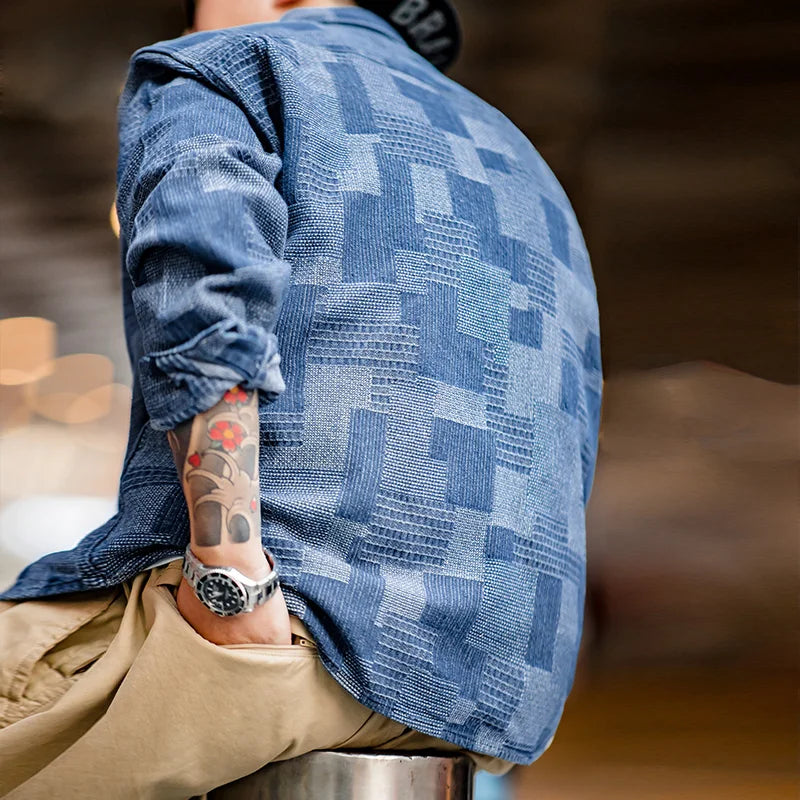 Retro Denim Jacquard Shirt