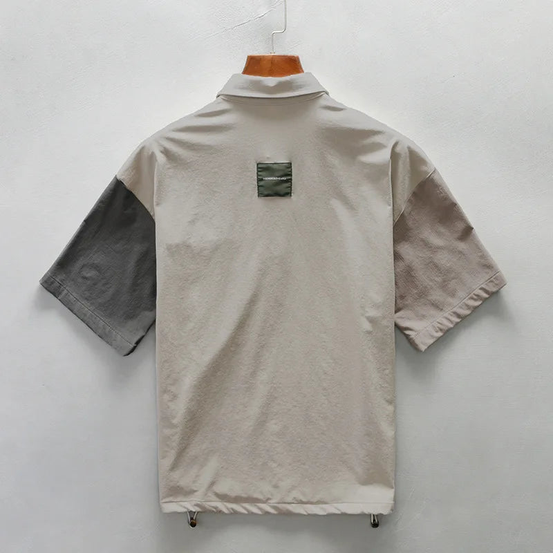 Patchwork Pullover Casual Polo Shirt