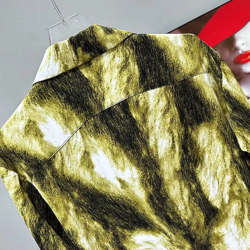 Ink Painting Print Contrast Color Shirt