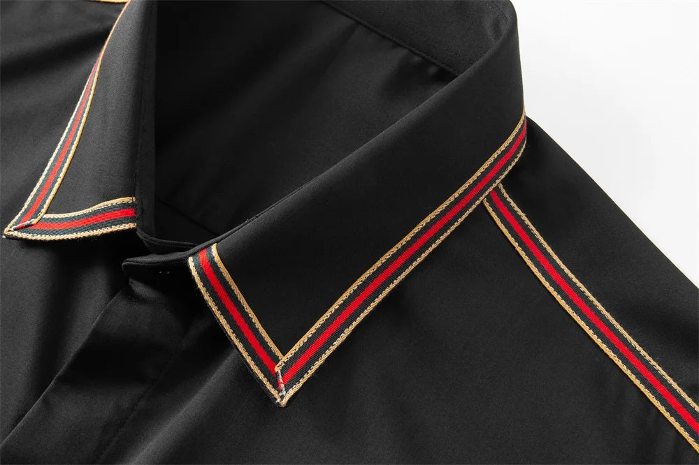 Ribbed Decorative Long Sleeved Men Shirt