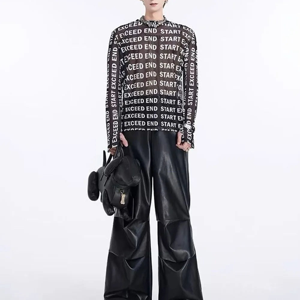 Fashion Letter Print Mesh T-Shirt