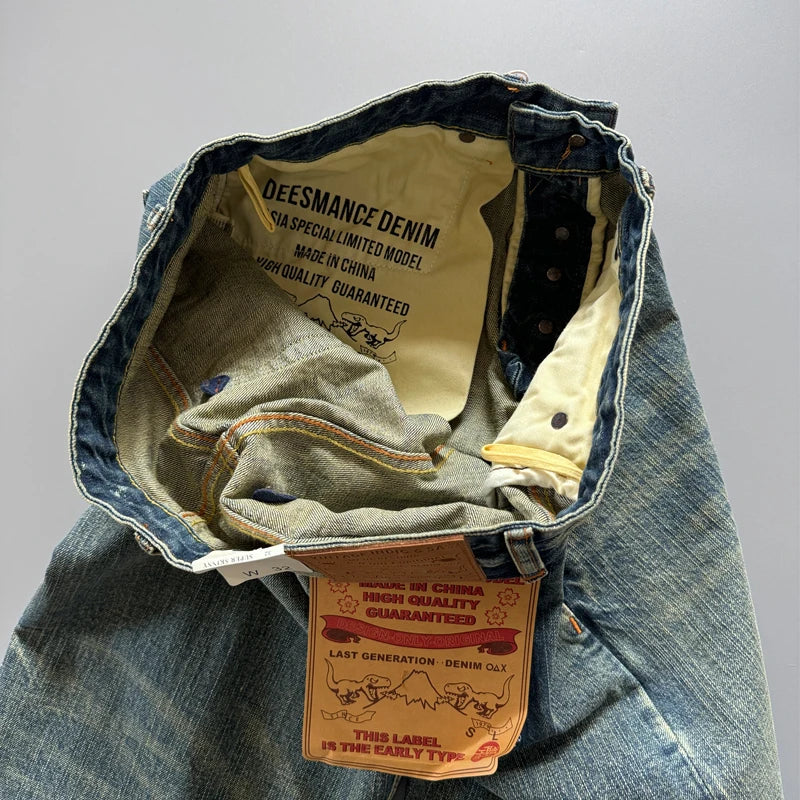 Blue Selvedge Straight-Leg Denim Jeans