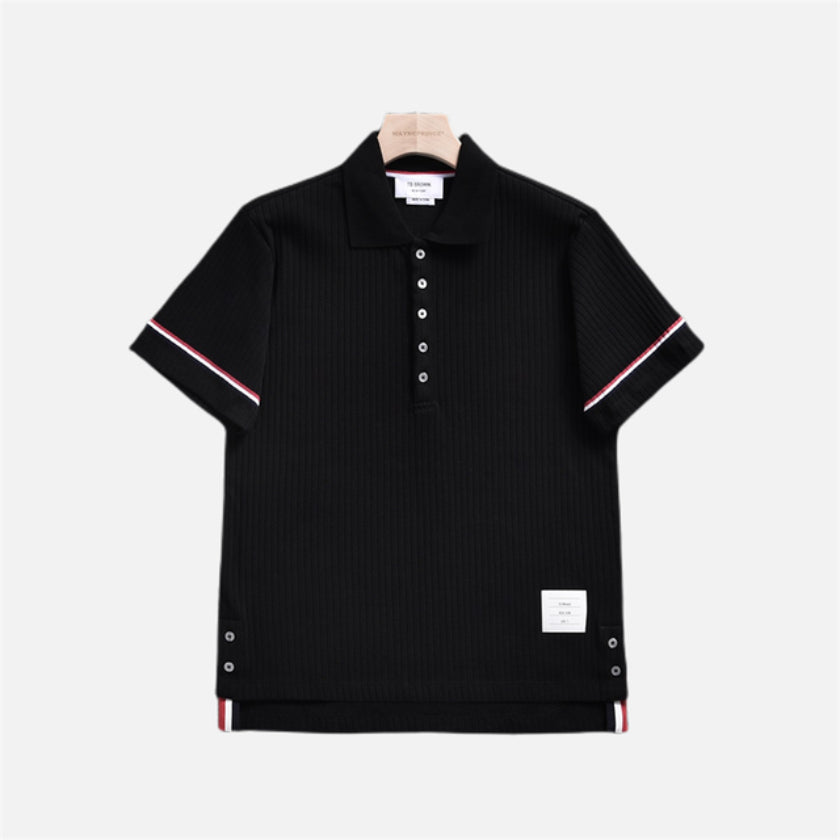 Summer Striped Side Button Polo Shirt