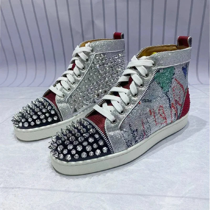 Flat Classic Rivets Lace Up Sneakers