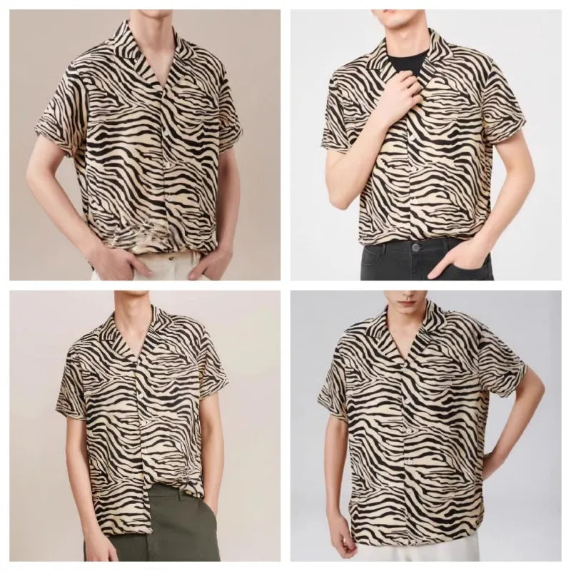 Tiger Skin Printed Short Sleeve Shirt