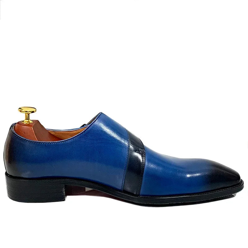 Two-Tone Blue Dress Monk Shoes