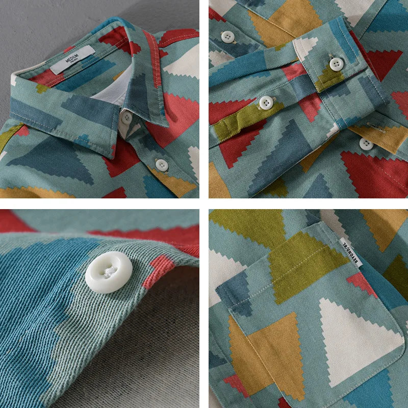 Cotton Triangle Geometric Printed Shirt