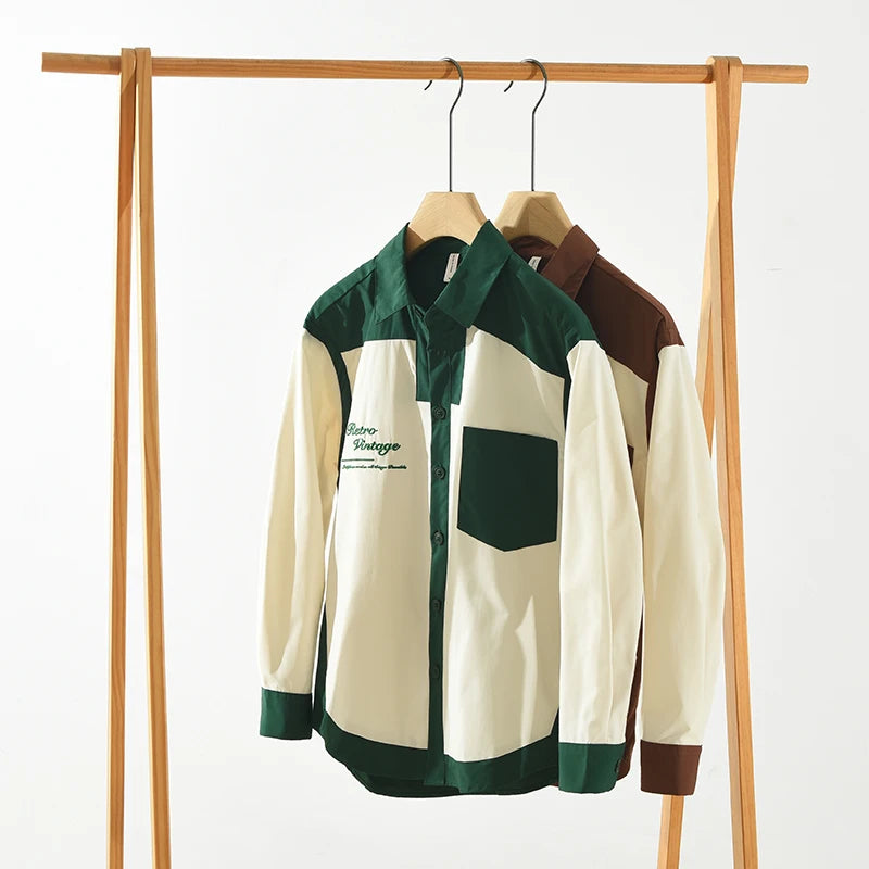 Casual Patchwork Turn-down Collar Shirt