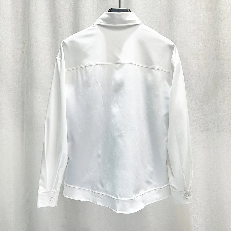 Stripe Reflective Patchwork Loose Shirt