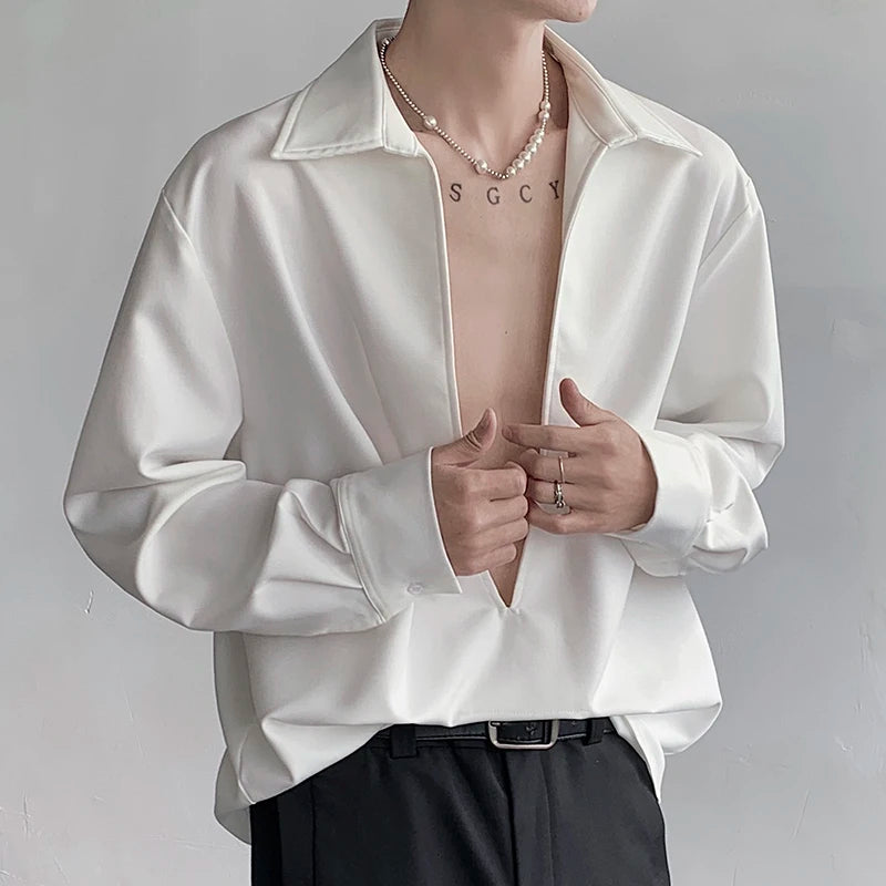 V-Shaped Slit Men's Shirt